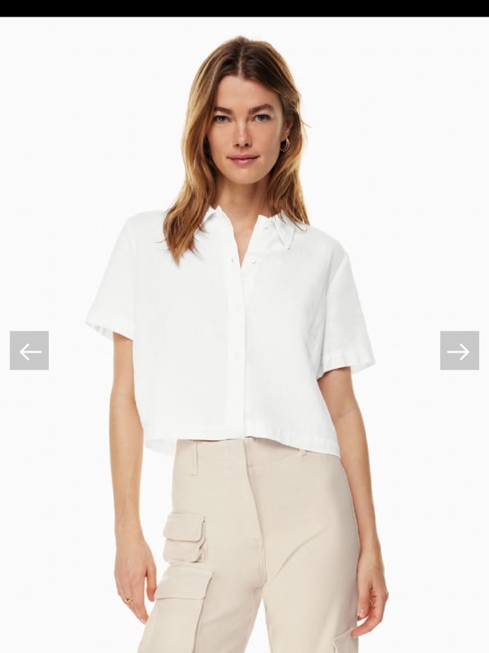 Wilfred linen Cropped White Button Front Shirt - Picture 3 of 10